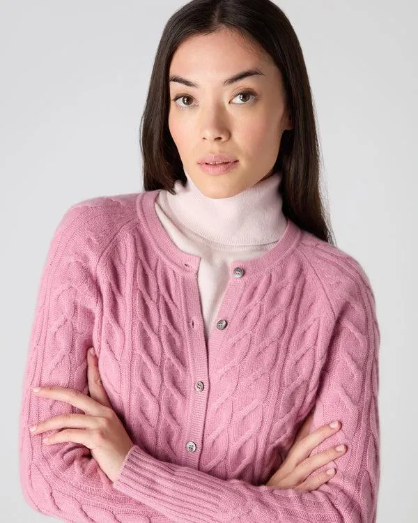 Women Women039s Cable Cashmere CardiganIn Burano Pink Burano Pink NPeal Cardigans
