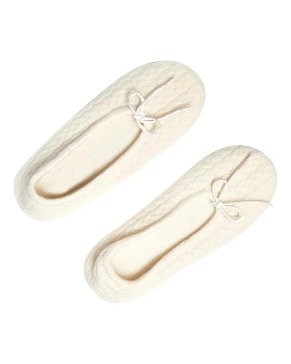 Women Women039s Cable Cashmere SlippersIn New Ivory White New Ivory White NPeal Slippers and Socks