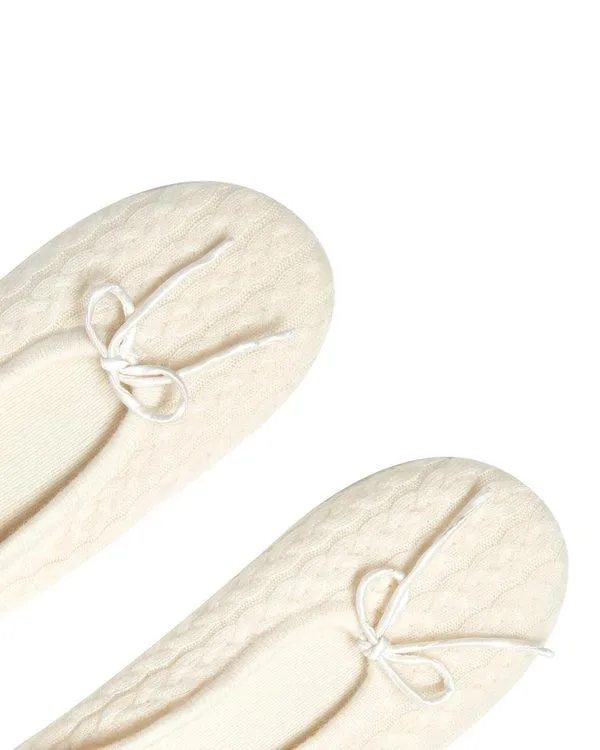 Women Women039s Cable Cashmere SlippersIn New Ivory White New Ivory White NPeal Slippers and Socks