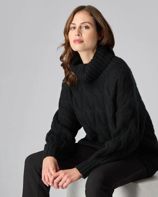 Women Women039s Chunky Cable Turtle Neck Cashmere SweaterIn Black Black NPeal Turtle Necks Women Women039s Chunky Cable Turtle Neck Cashmere SweaterIn Black Black NPeal Turtle Necks