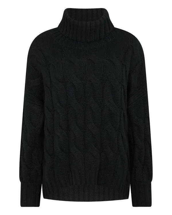 Women Women039s Chunky Cable Turtle Neck Cashmere SweaterIn Black Black NPeal Turtle Necks