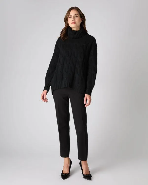 Women Women039s Chunky Cable Turtle Neck Cashmere SweaterIn Black Black NPeal Turtle Necks