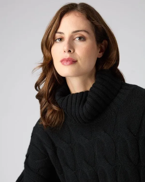 Women Women039s Chunky Cable Turtle Neck Cashmere SweaterIn Black Black NPeal Turtle Necks