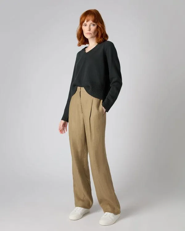 Women Women039s Crop Raglan Cashmere SweaterIn Dark Green Dark Green NPeal V Necks