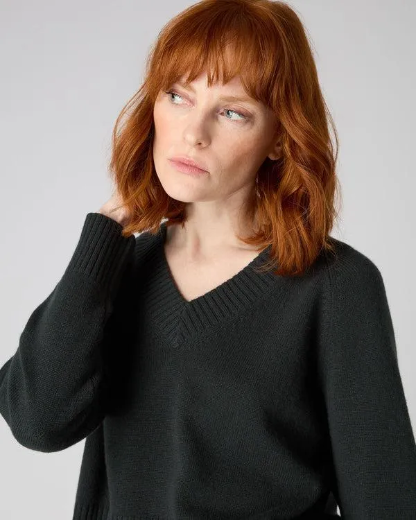 Women Women039s Crop Raglan Cashmere SweaterIn Dark Green Dark Green NPeal V Necks