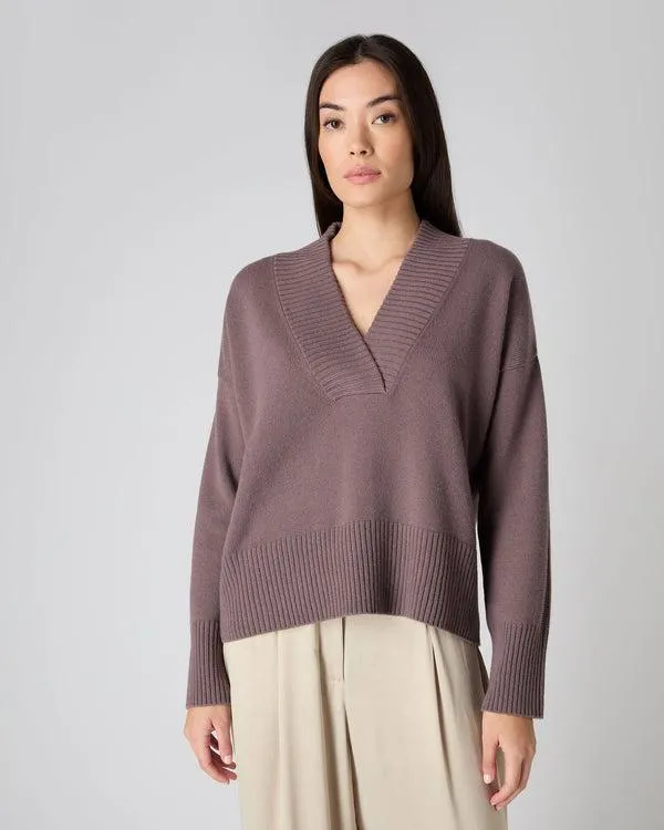 Women Women039s Deep V Neck Cashmere SweaterIn Grape Purple Grape Purple NPeal V Necks