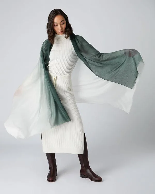 Women Women039s Dip Dye Cashmere ScarfIn Midnight Green Midnight Green NPeal Cashmere Scarves