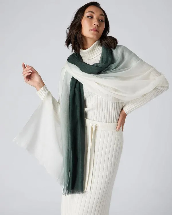 Women Women039s Dip Dye Cashmere ScarfIn Midnight Green Midnight Green NPeal Cashmere Scarves
