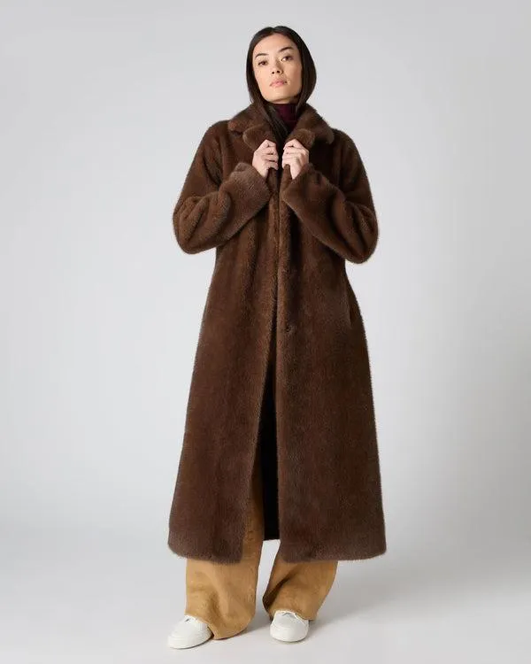 Women Women039s Faux Mink Long CoatIn Brown Brown NPeal Coats and Jackets