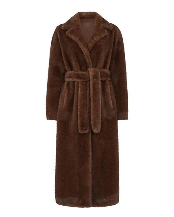 Women Women039s Faux Mink Long CoatIn Brown Brown NPeal Coats and Jackets