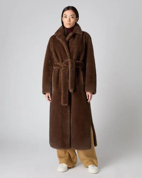 Women Women039s Faux Mink Long CoatIn Brown Brown NPeal Coats and Jackets