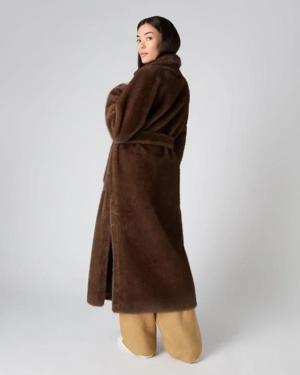 Women Women039s Faux Mink Long CoatIn Brown Brown NPeal Coats and Jackets
