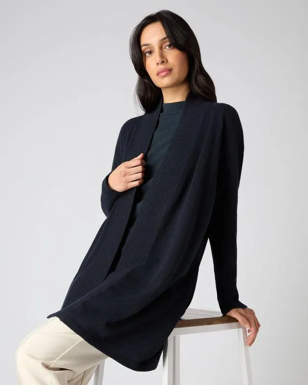 Women Women039s Long Relaxed Cashmere CardiganIn Navy Blue Navy Blue NPeal Cardigans
