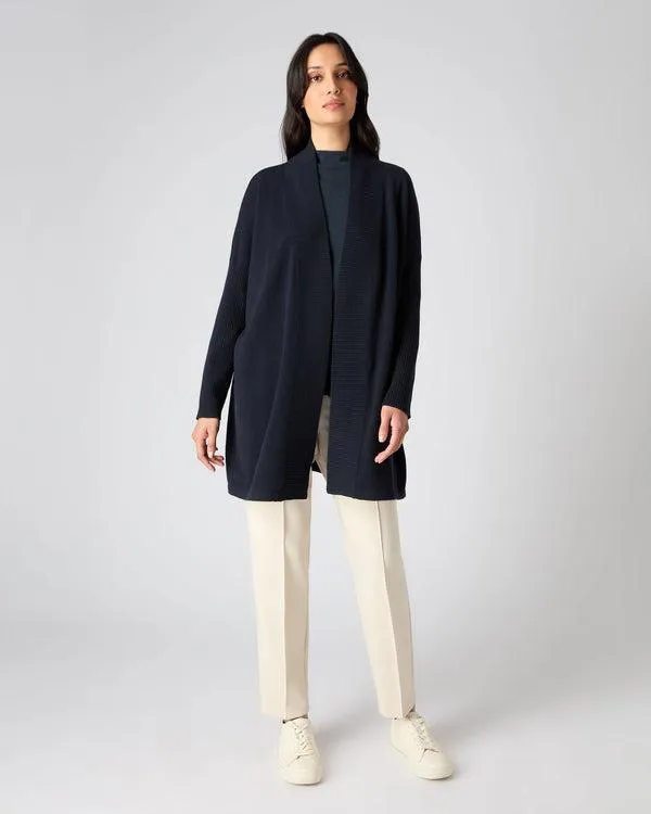 Women Women039s Long Relaxed Cashmere CardiganIn Navy Blue Navy Blue NPeal Cardigans