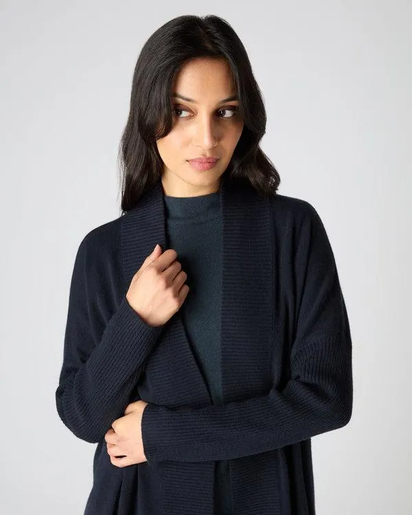 Women Women039s Long Relaxed Cashmere CardiganIn Navy Blue Navy Blue NPeal Cardigans