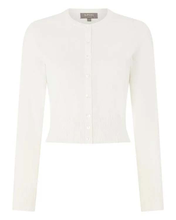 Women Women039s Long Sleeve Cropped Cashmere CardiganIn New Ivory White New Ivory White NPeal Cardigans