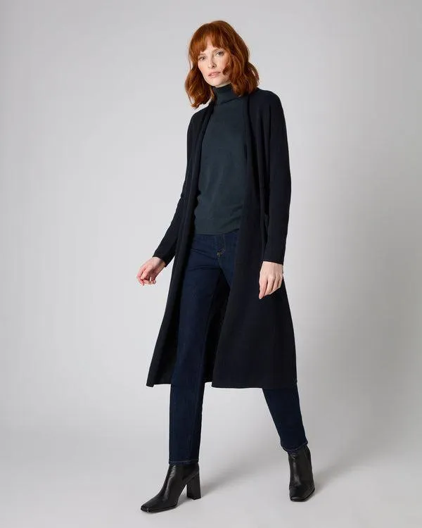 Women Women039s Maxi Lightweight Cashmere CardiganIn Navy Blue Navy Blue NPeal Cardigans