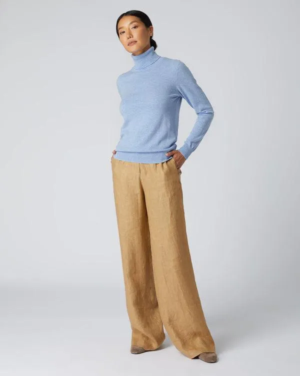 Women Women039s Polo Neck Cashmere SweaterIn Cornflower Blue Cornflower Blue NPeal Turtle Necks