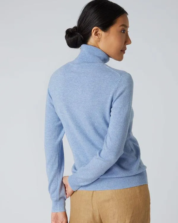 Women Women039s Polo Neck Cashmere SweaterIn Cornflower Blue Cornflower Blue NPeal Turtle Necks