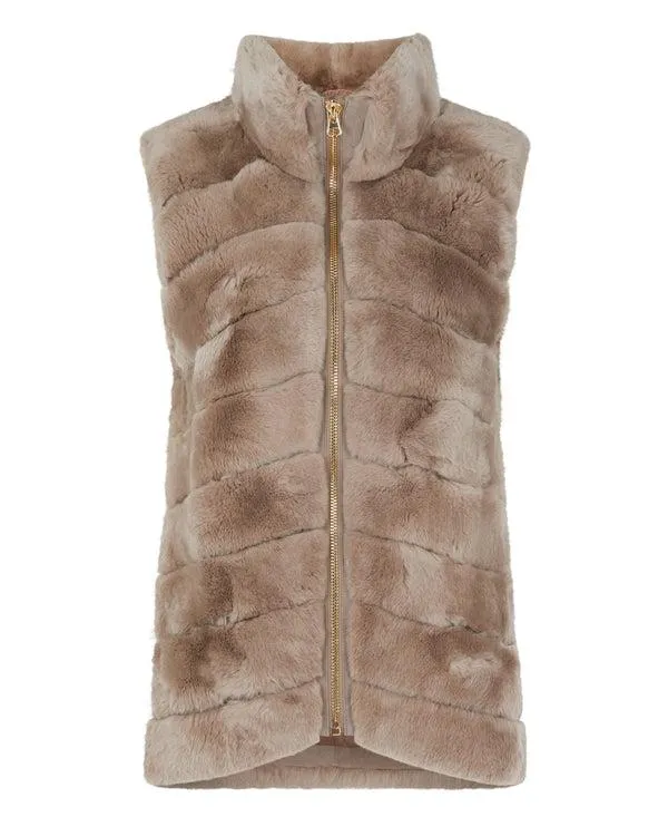 Women Women039s Rex Fur Ribbed GiletIn Taupe Brown Taupe Brown NPeal Gilets