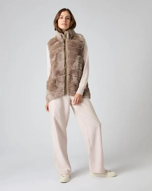 Women Women039s Rex Fur Ribbed GiletIn Taupe Brown Taupe Brown NPeal Gilets