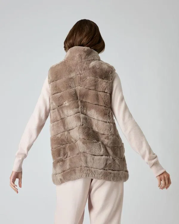 Women Women039s Rex Fur Ribbed GiletIn Taupe Brown Taupe Brown NPeal Gilets