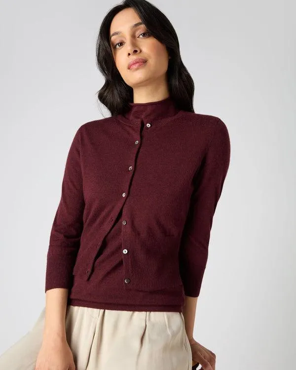 Women Women039s Superfine Cropped Cashmere CardiganIn Burgundy Red Burgundy Red NPeal Cardigans