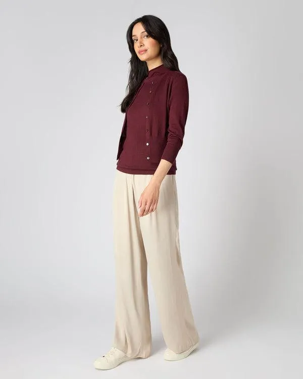Women Women039s Superfine Cropped Cashmere CardiganIn Burgundy Red Burgundy Red NPeal Cardigans