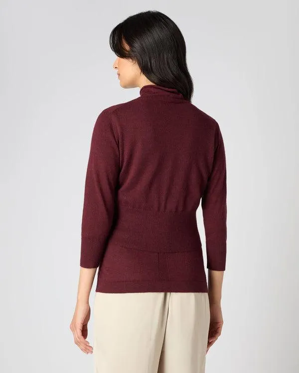 Women Women039s Superfine Cropped Cashmere CardiganIn Burgundy Red Burgundy Red NPeal Cardigans