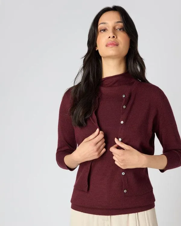Women Women039s Superfine Cropped Cashmere CardiganIn Burgundy Red Burgundy Red NPeal Cardigans