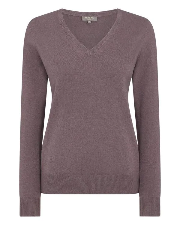 Women Women039s V Neck Cashmere SweaterIn Grape Purple Grape Purple NPeal V Necks