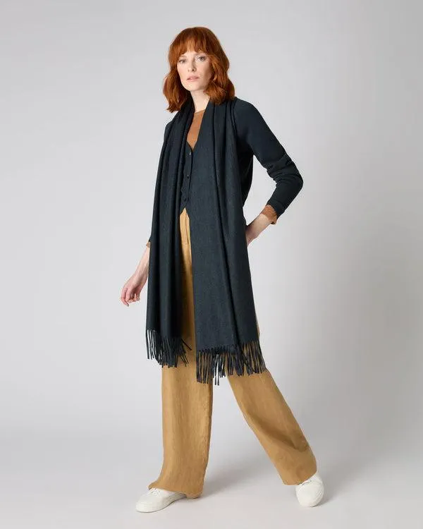 Women Women039s Woven Cashmere ShawlIn Grigio Blue Grigio Blue NPeal Pashminas Wraps and Shawls