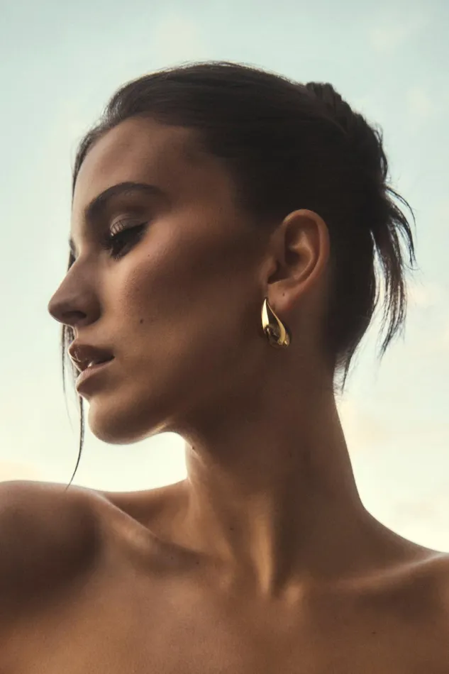 Women Zadie Double Teardrop Earrings 8211 Gold Gold Meshki Bridesmaids