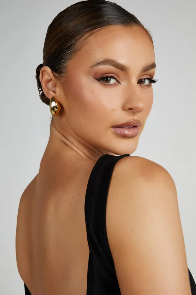 Women Zadie Double Teardrop Earrings 8211 Gold Gold Meshki Bridesmaids