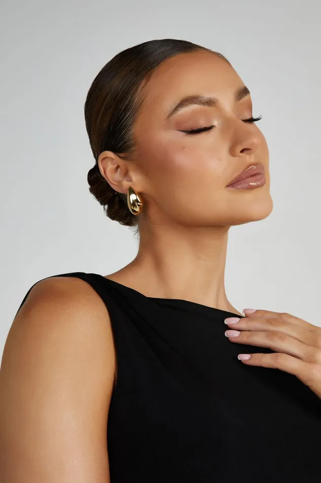 Women Zadie Double Teardrop Earrings 8211 Gold Gold Meshki Bridesmaids