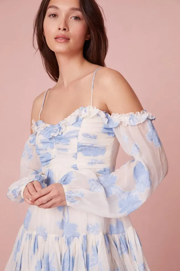 Women Zennia OffShoulder Silk Mini Dress Blueberry Forest LoveShackFancy Dresses Women Zennia OffShoulder Silk Mini Dress Blueberry Forest LoveShackFancy Dresses