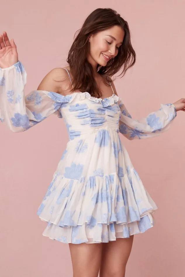 Women Zennia OffShoulder Silk Mini Dress Blueberry Forest LoveShackFancy Dresses Women Zennia OffShoulder Silk Mini Dress Blueberry Forest LoveShackFancy Dresses