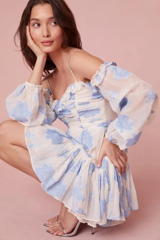 Women Zennia OffShoulder Silk Mini Dress Blueberry Forest LoveShackFancy Dresses Women Zennia OffShoulder Silk Mini Dress Blueberry Forest LoveShackFancy Dresses