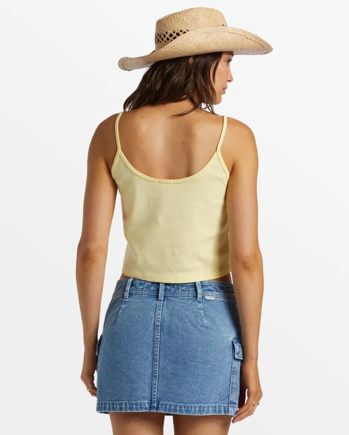 Womens Aloe Cropped Tank Top Mellow Yellow Billabong Tops Womens Aloe Cropped Tank Top Mellow Yellow Billabong Tops