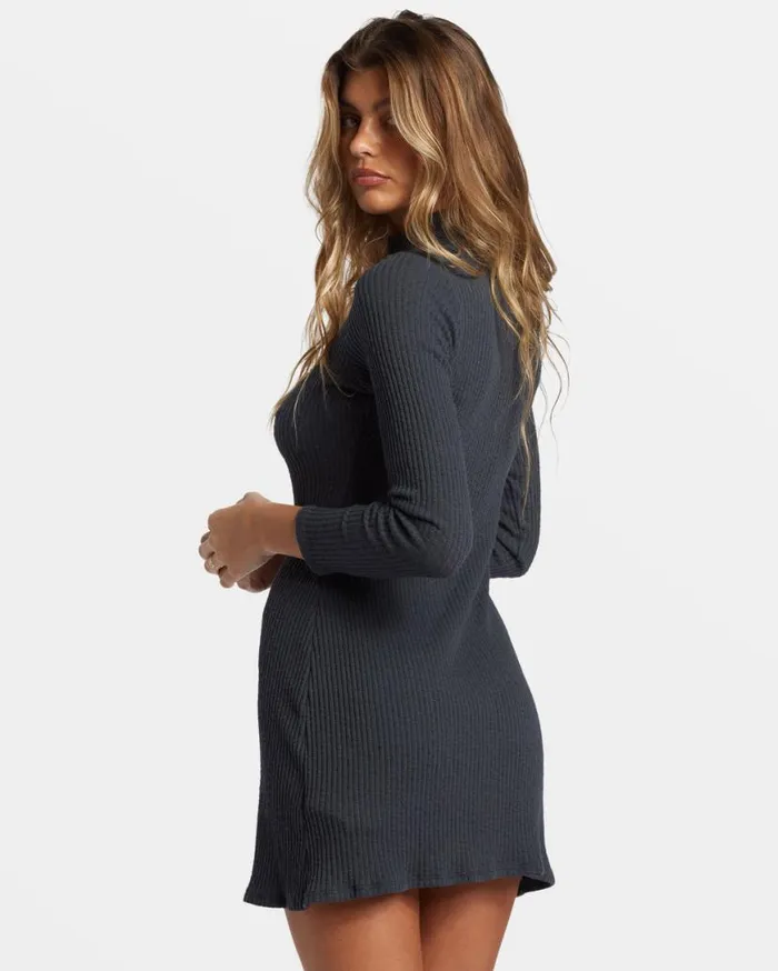Womens Dawn LongSleeve Mini Dress Black Sands Billabong Dresses Womens Dawn LongSleeve Mini Dress Black Sands Billabong Dresses