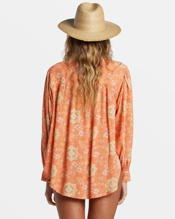 Womens Dream Space Long Sleeve Shirt Sweet Papaya Billabong Tops Womens Dream Space Long Sleeve Shirt Sweet Papaya Billabong Tops
