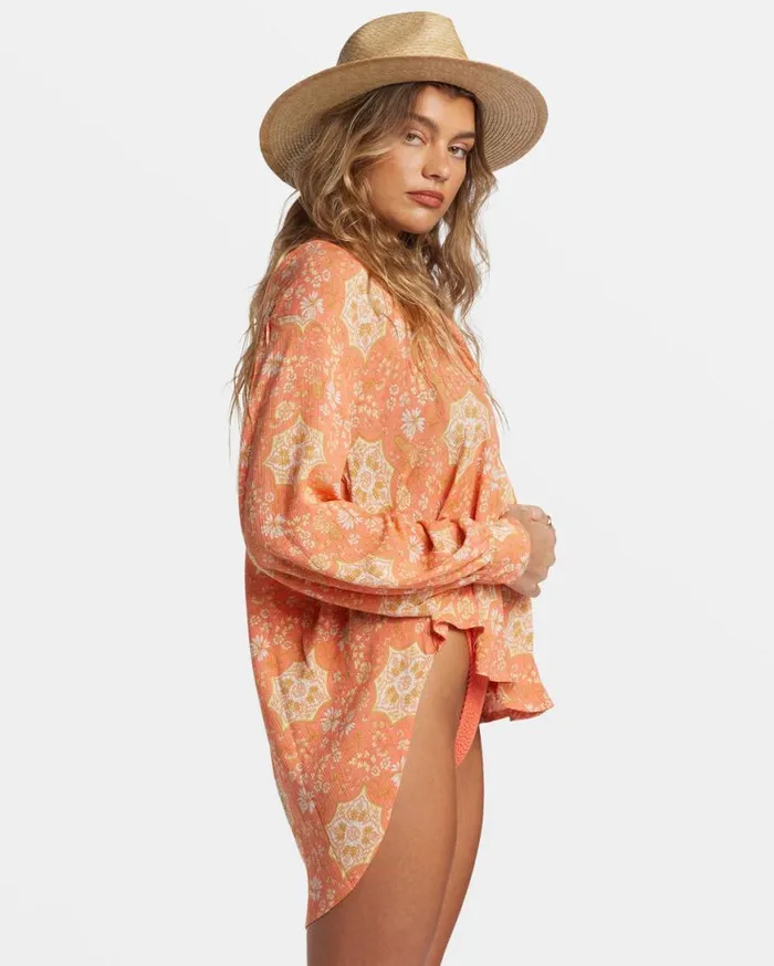 Womens Dream Space Long Sleeve Shirt Sweet Papaya Billabong Tops Womens Dream Space Long Sleeve Shirt Sweet Papaya Billabong Tops