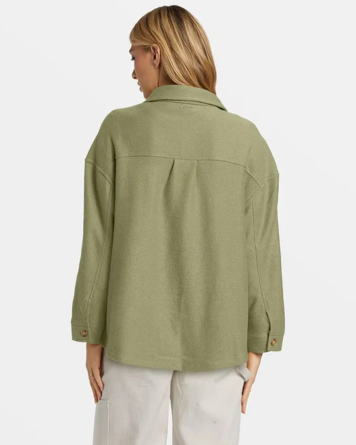 Womens Everytime Oversized Shacket Avocado Billabong Sweatshirts and Fleece Womens Everytime Oversized Shacket Avocado Billabong Sweatshirts and Fleece