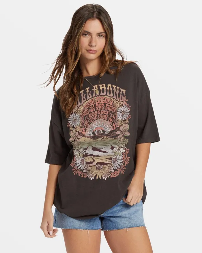Womens Golden Times TShirt Off Black Billabong Graphic Tees and Tanks