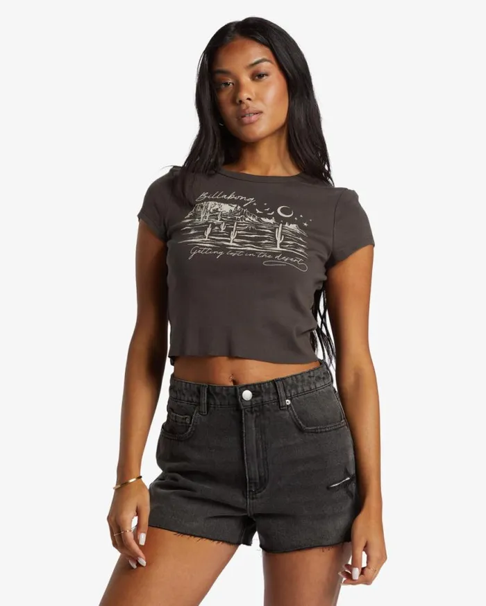 Womens High Tides Short Denim Shorts Fade To Black Billabong Shorts