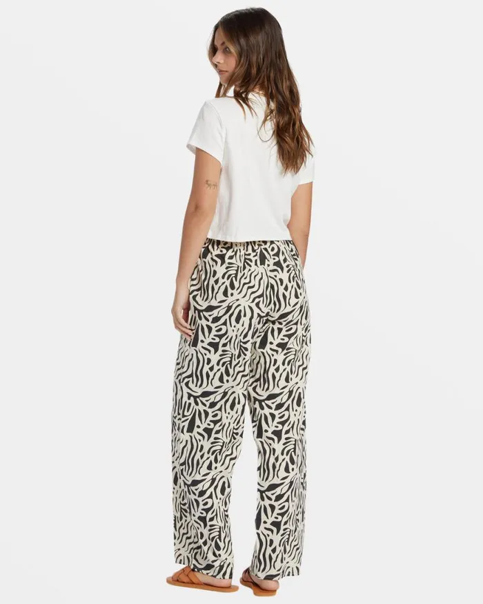 Womens La Cala Printed Flared Pants Black Sands Billabong Jeans and Pants Womens La Cala Printed Flared Pants Black Sands Billabong Jeans and Pants