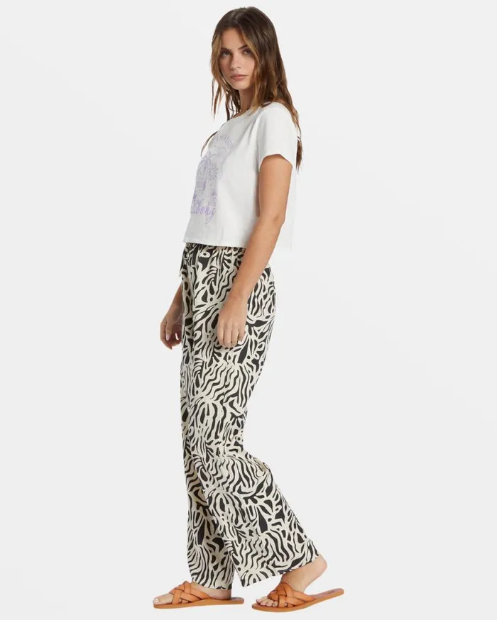 Womens La Cala Printed Flared Pants Black Sands Billabong Jeans and Pants Womens La Cala Printed Flared Pants Black Sands Billabong Jeans and Pants