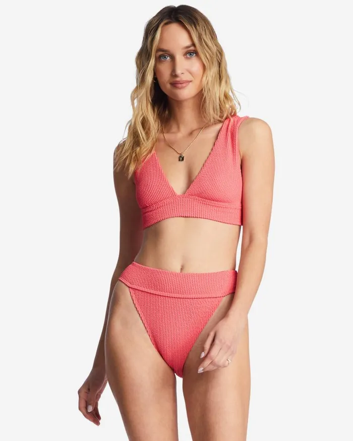 Womens Summer High Plunge Bikini Top Coral Crush Billabong Bikini Tops