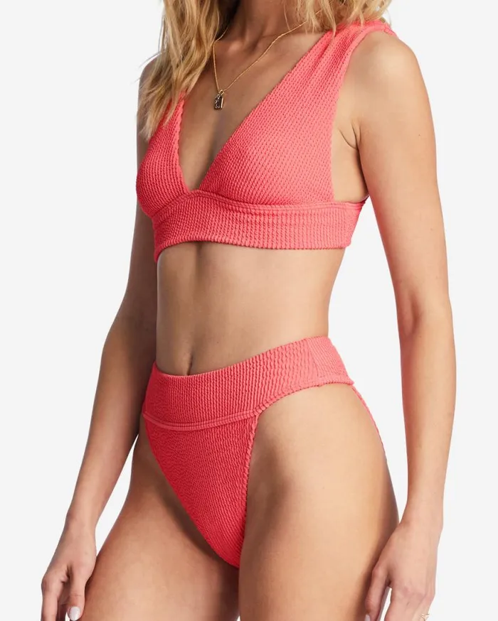 Womens Summer High Plunge Bikini Top Coral Crush Billabong Bikini Tops