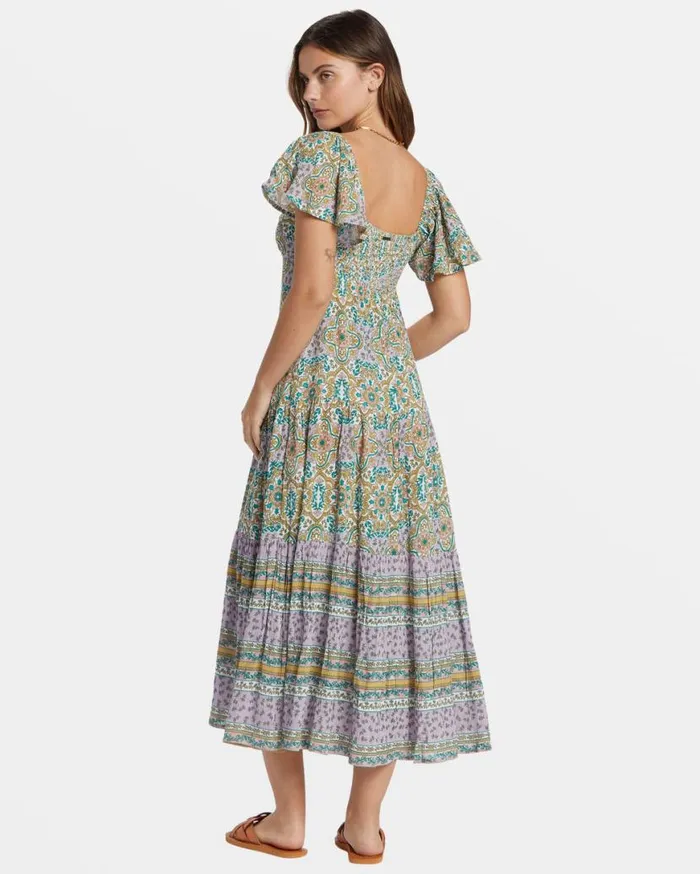 Womens Summerside Tiered Midi Dress Salt Crystal Billabong Dresses Womens Summerside Tiered Midi Dress Salt Crystal Billabong Dresses